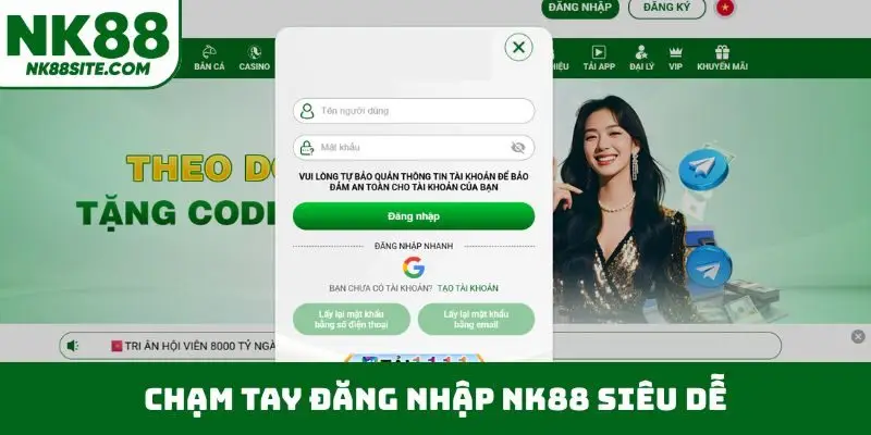 Chạm tay đăng nhập NK88 siêu dễ